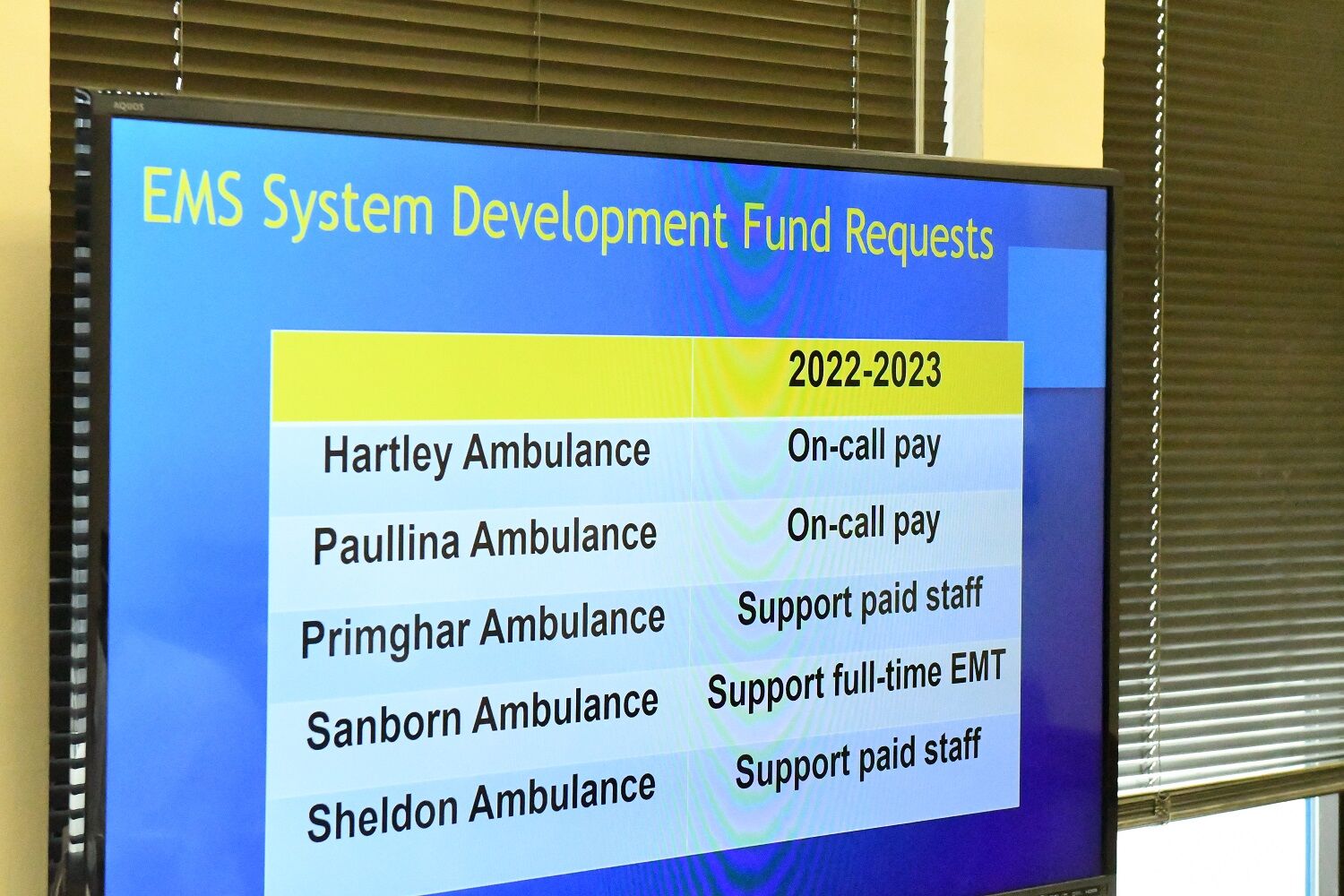 O'Brien County approves five EMS requests